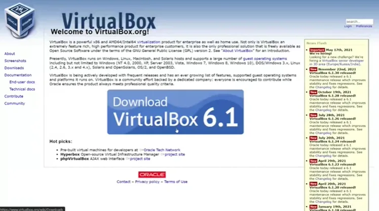 Downloading Virtualbox
