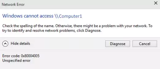 Network Error Cannot Access